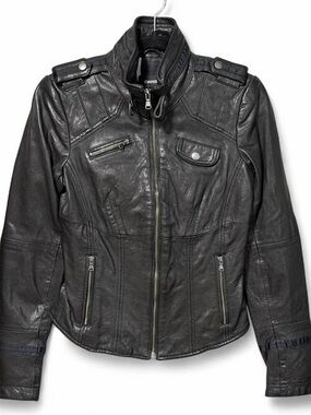 Danier black leather jacket Size XXS